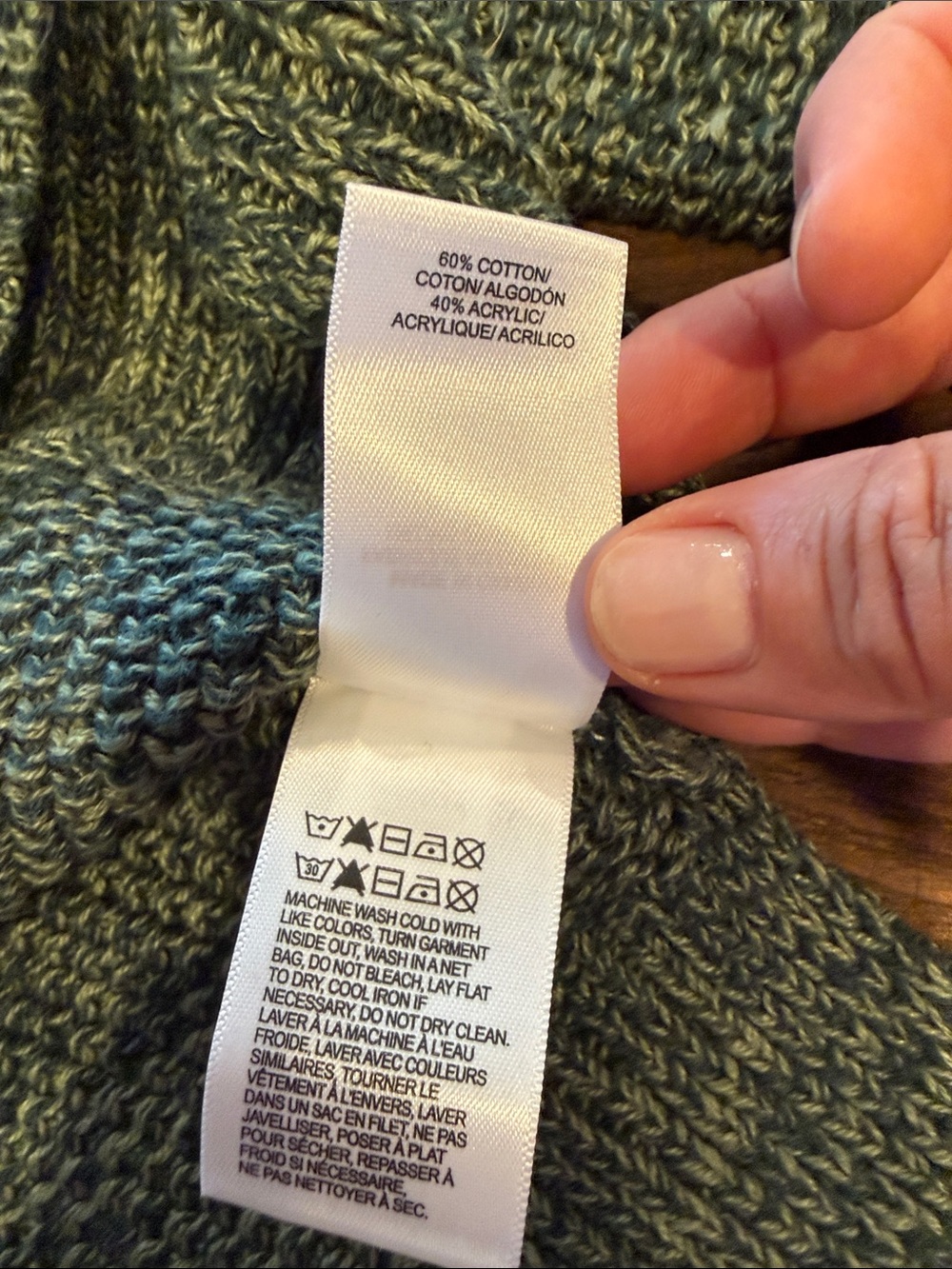 Lucky Brand Green V-Neck Marled Knit Sweater - Picture 6 of 6